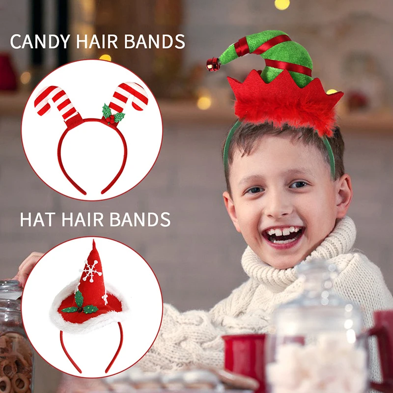 Cartoon Christmas Headbands Xmas Hat Santa Claus Leg Hairband Girl Favor Gifts Head Band Merry Decor