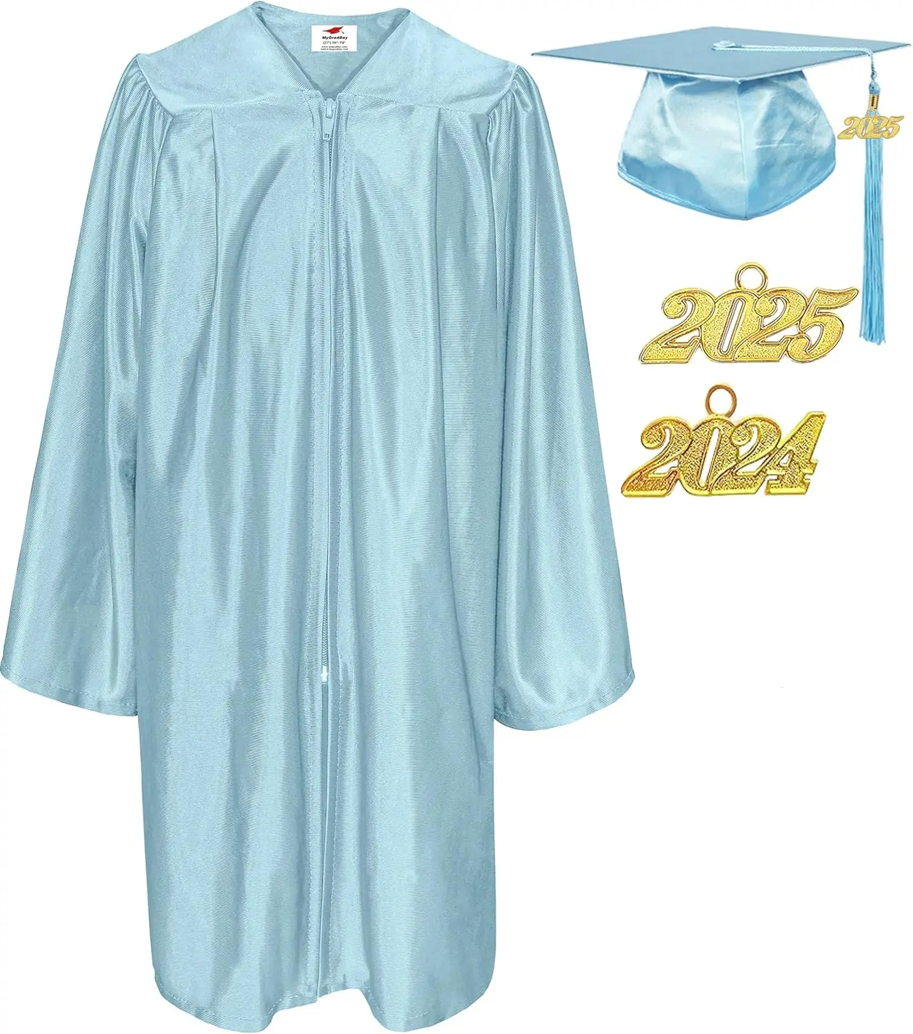 Good Quality Shiny Kindergarten & Preschool Graduation Gown Cap Tassel & Charm schoolgirl uniform for kids Red