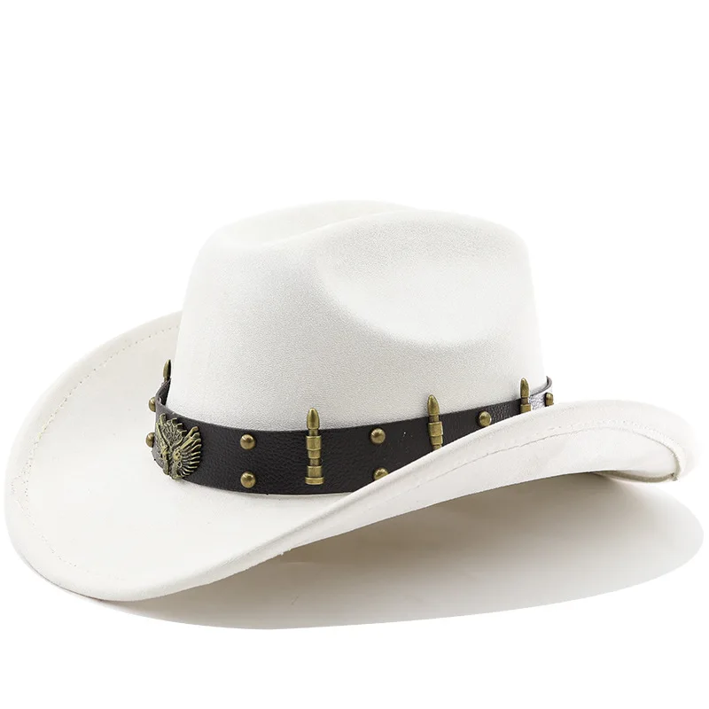 Adler Wildleder Western Cowboy Woolen Jazz Top Männer Frauen Ethnischen Stil Herbst Und Winter Filz Große Traufe Hut – Detail 24