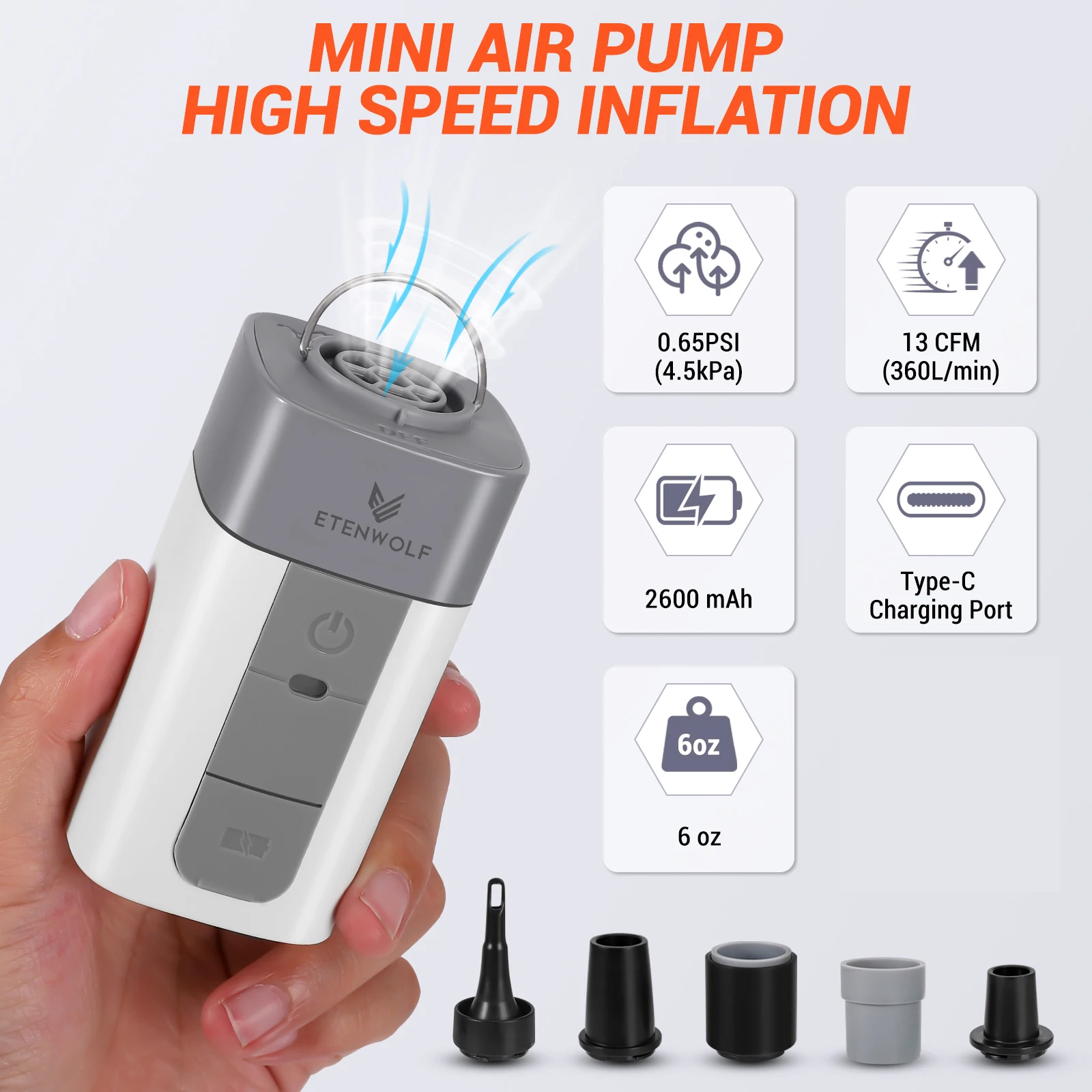 ETENWOLF AIR 2 ǳ���� ���� ���� 2600 mAh 2�� �� ���� ��â �� ���� ���� ���� ���� ���� ��Ʈ���� ������ �е�