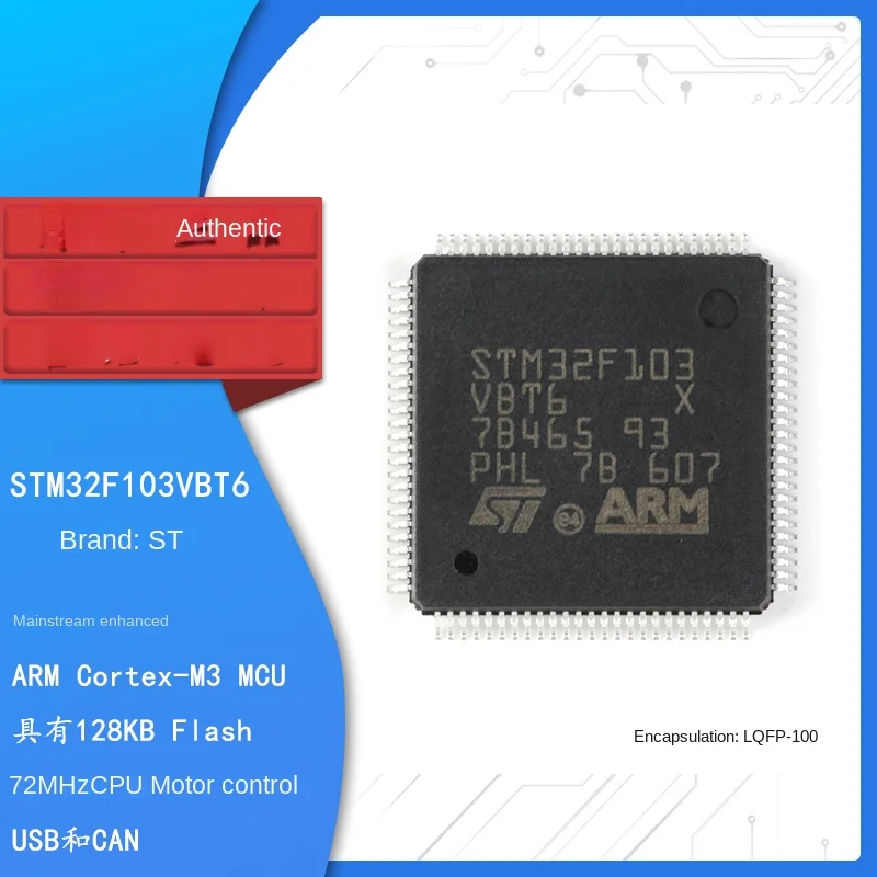 

Original and genuine STM32F103VBT6 LQFP-100 ARM Cortex-M3 32-bit microcontroller MCU