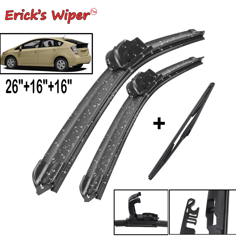 Erick's Wiper Front & Rear Wiper Blades Set Kit For Toyota Prius 2009