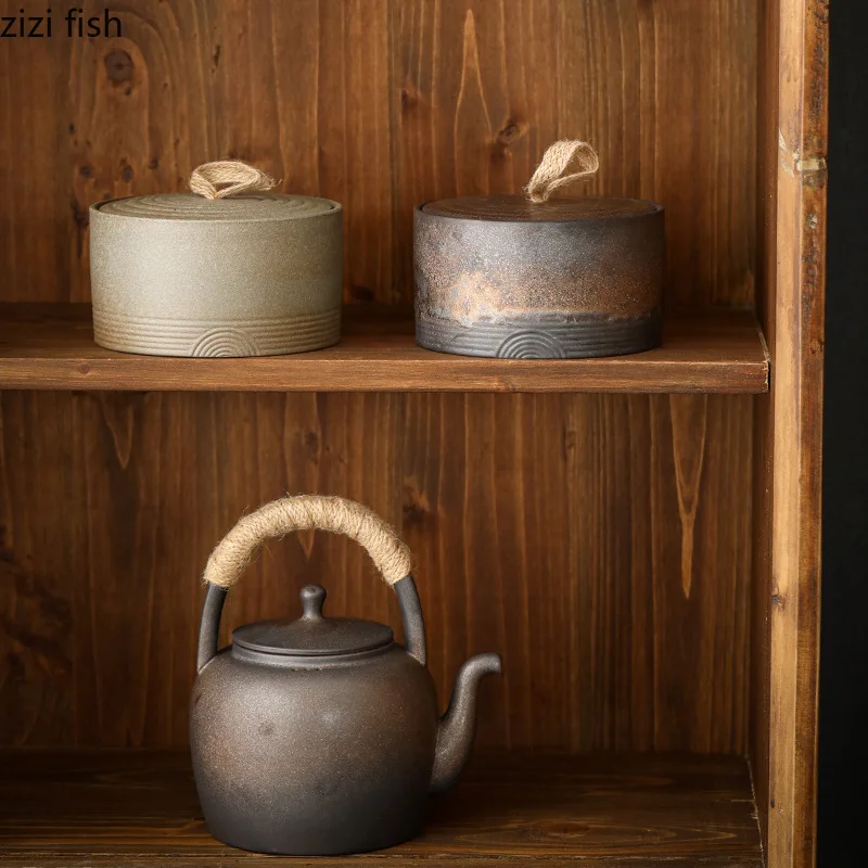 Ceramic Storage Jar Tea Caddy Tea Box Container Organizer Candy Jar Food Storage Box Decorative Jars Can Grain Tank tea tin box tea canister