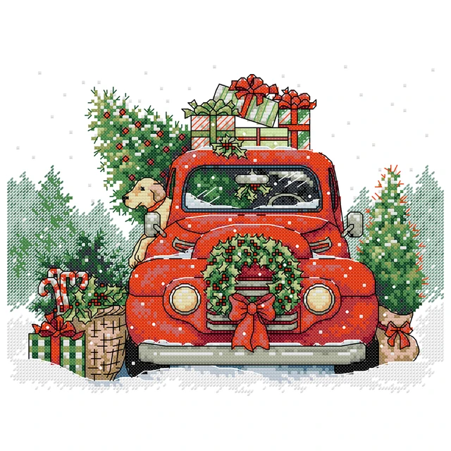 Red Truck Christmas Cross Stitch Kit 1