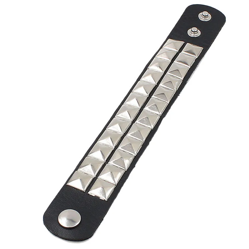 PU leather bracelet 3 row cuspidal spikes rivet chains for women men friends jewelry