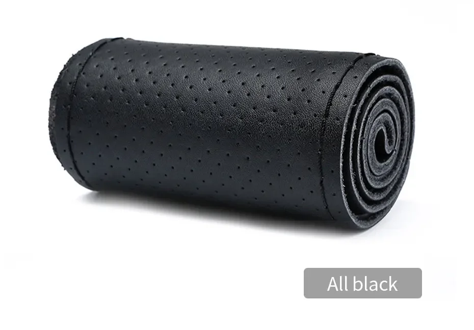 Leder-Lenkradbezug, 37–38 cm, universeller DIY-Lenkradschutz für geflochtenes Auto, mit Nadeln und Faden – Detail 15