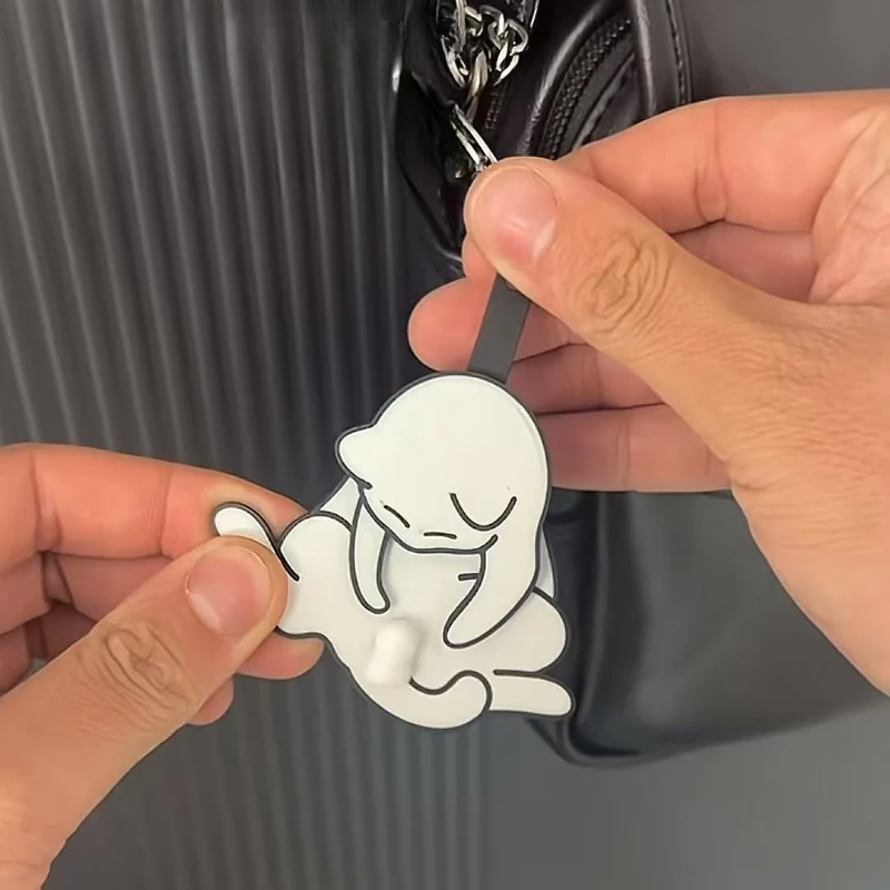 1PC Cute  creative  mischievous cat pendant rotatable acrylic keychain accessory student cartoon backpack pendant