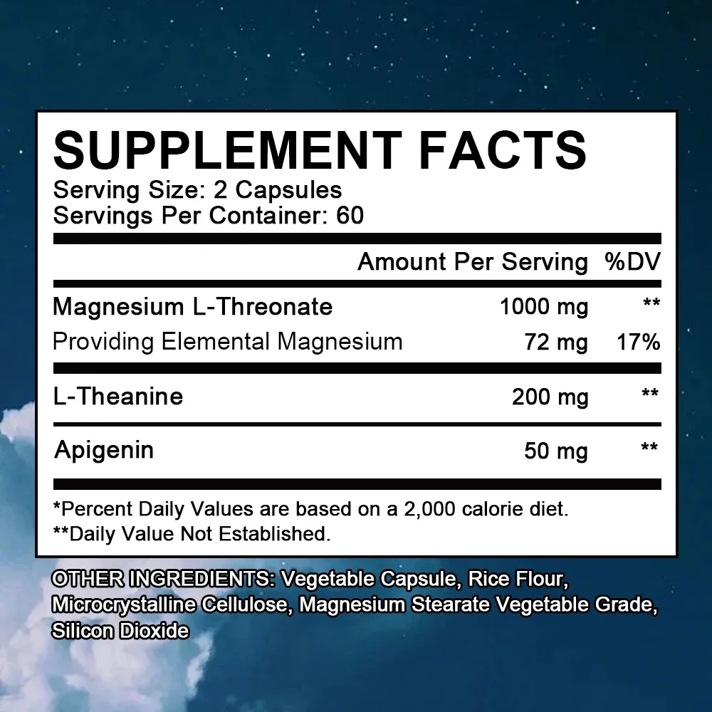 Magnesium L-Threonate Super Absorbable Magnesium Vegetarian Capsules To Enhance Sleep Quality Focus Overall Cognition