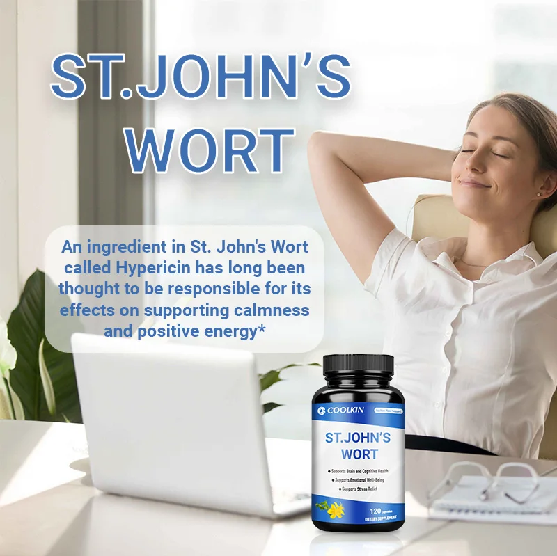 St. John's Wort 500mg 0.3% Hypericin For Stress Anxiety Depression Gluten Free and Non-GMO