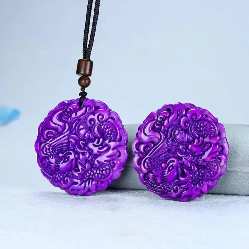 

Подвеска в виде феникса из фиолетового нефрита для мужчин, роскошный подарок для талисманов, настоящее Ювелирное Украшение для женщин, ожерелье с драгоценными камнями