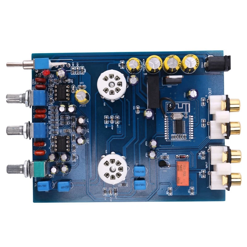 

RISE-2X NE5532 DC12V2A Bluetooth 4.2 HIFI Preamp 6J5 Home Audio Tube Amplifier Fever Bile Preamp Tone Board 470UF/25V