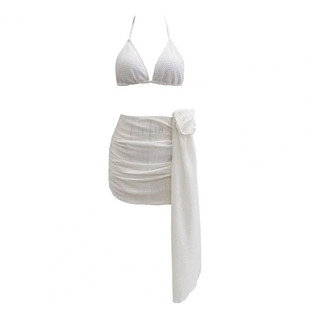 

Women Bikini Set Stylish Bikini Set with High Waist Floral Cover Up Skirt Sexy Beachwear for Women Summer Swimwear Ensemble