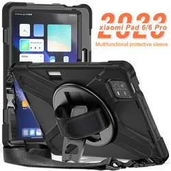 Heavy Duty Shockproof Kids Tablet Case with Shoulder Strap - Rugged Protective Cover for Mi Pad 6 11inch (Black)