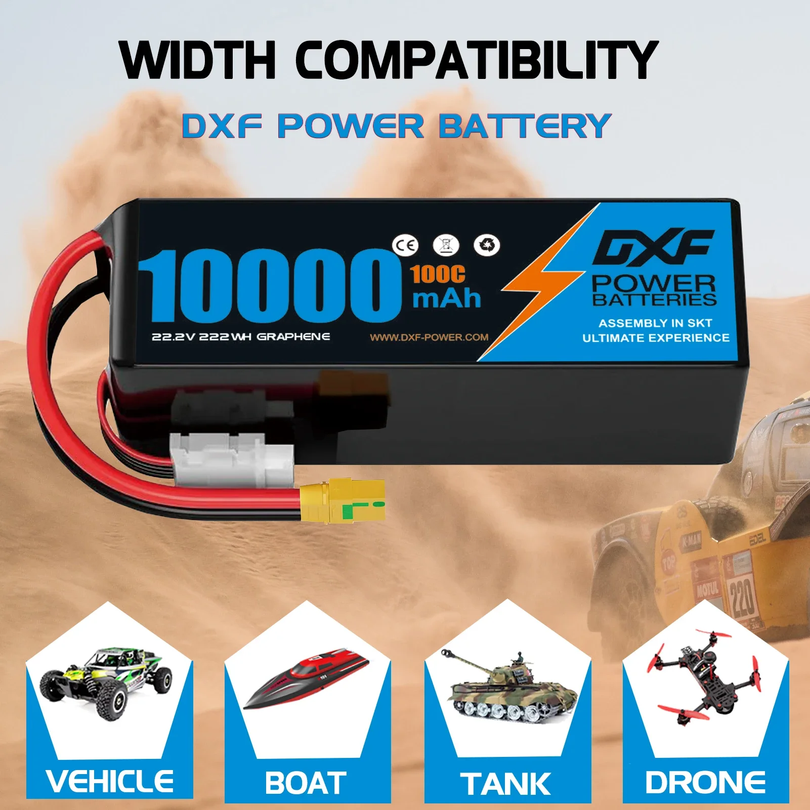 DXF LiPo Battery 6S 22.2V 100C 10000mAh / 4S 14.8V High-Capacity Rechargeable Battery with XT90 Plug for RC Helicopter, Drone & FPV Models 5