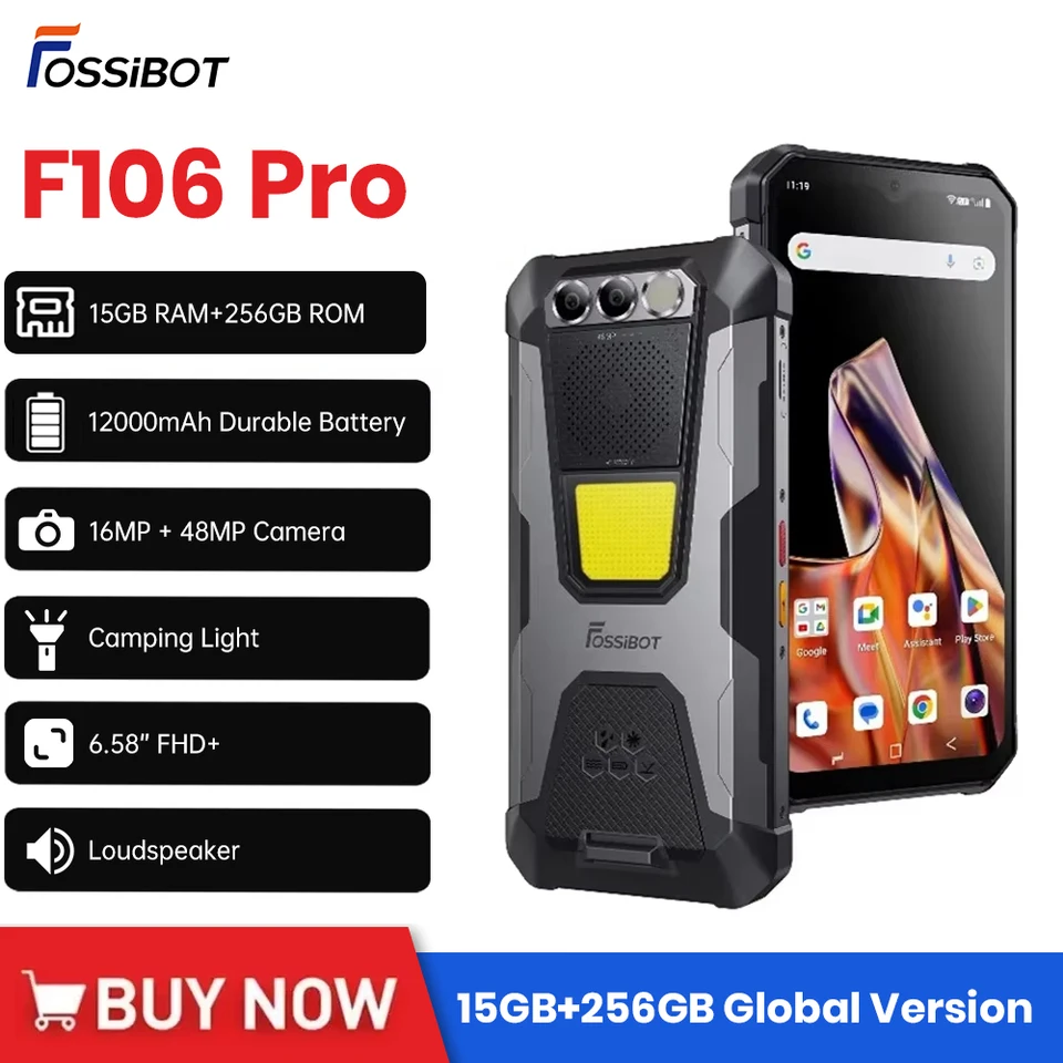 FOSSiBOT F106 PRO Rugged Phone 6.58''FHD Display 12000mAh 30W Fast