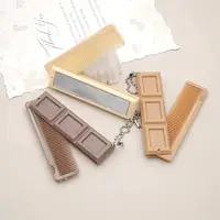 2 in 1 Folding Chocolate-Shaped Folding Comb with Mirror Portable Massage Comb Brush for Salon Travel Hair Smooth Styling Tools 2