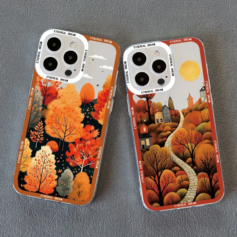 Autumn Forest Leaves Transparent Phone Case