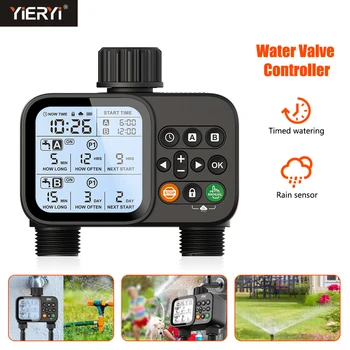 Smart 2-Outlet Irrigation Timer with Backlit LCD Display Rain Sensor for Outdoor Garden Automatic Irrigation Watering System 1