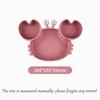 Baby Safe Silicone Dining Plate Suction Cartoon Children Dishes Feeding Toddler Training Tableware Kids Cartoon Crab 3-Grid Tray 2