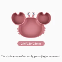 Baby Safe Silicone Dining Plate Suction Cartoon Children Dishes Feeding Toddler Training Tableware Kids Cartoon Crab 3-Grid Tray 2