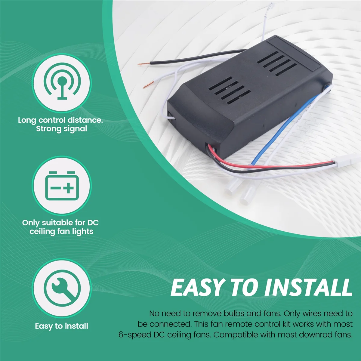 Y02AUniversal Ceiling Fan Remote Control Kit Replacement 6-Speed & Timing Remote Replacement for DC Ceiling Fan Light
