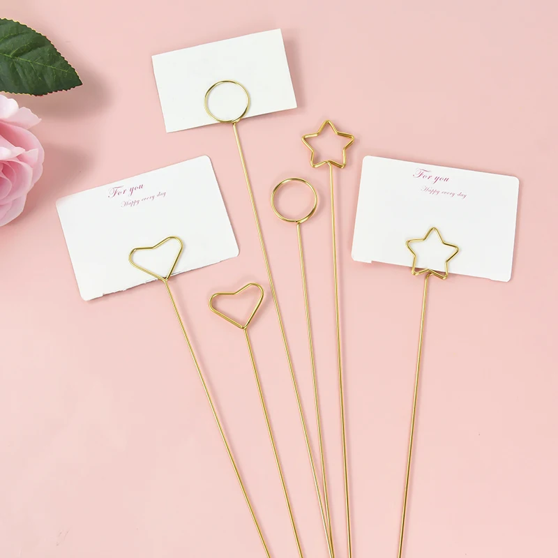 Metal Floral Picks Card Holder 10 Pieces 13 Inch Name Picture Flowers Inserted Holder Clips for Wedding Birthday Party Supplies