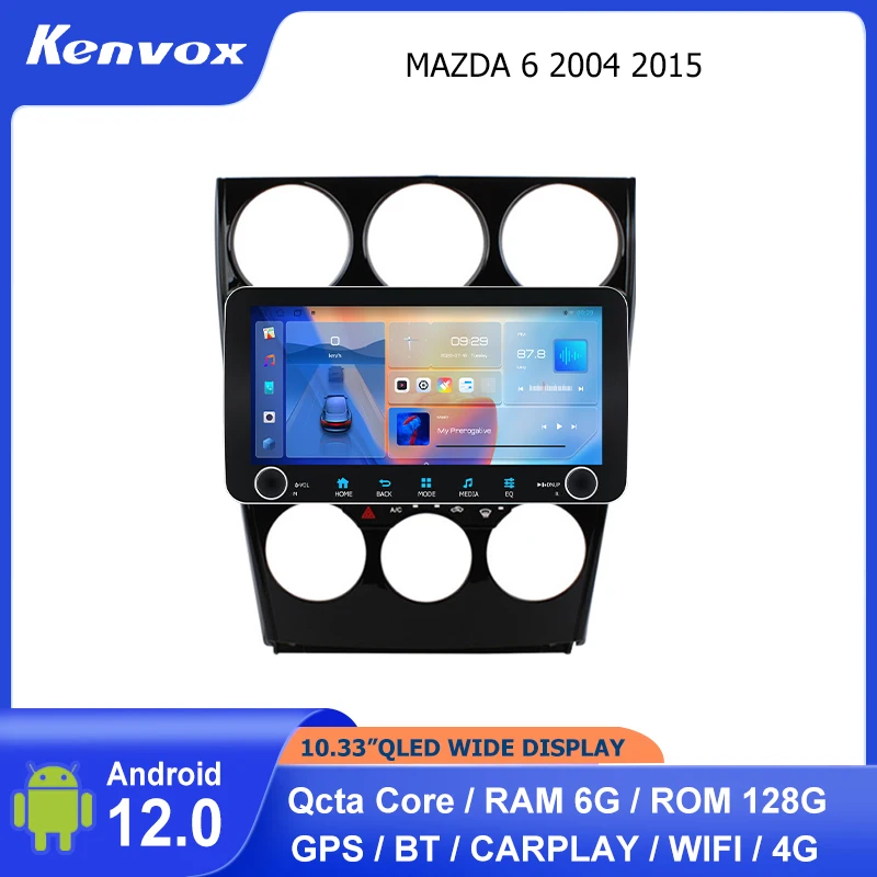 

Автомагнитола 2 din, 10,33 дюйма, QLED, Android, для MAZDA 6, 2004, 2015, мультимедиа, GPS-навигация