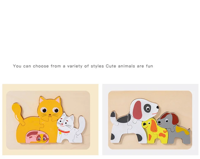 Puzzle animaux en bois pour enfants de 1, 2, 3 ans, pour filles et garçons,  jouet de Cognition, éducatif, cadeau préscolaire - AliExpress