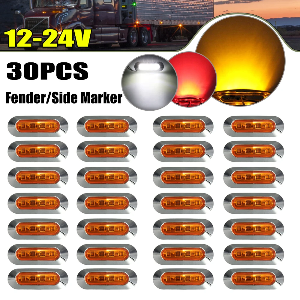 12V-24V 4LED 사이드 마커 표시 등 방수 통관 램프 트럭 트레일러 트럭 자동차 보트 자동 30/20/10/4PCS