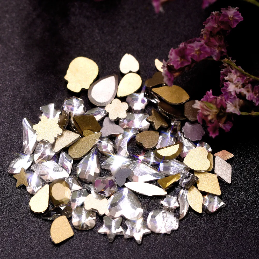 VDD P501-P540 유리 크리스탈 라인석 플랫백 스트라스 모양 글리터 스톤, 네일 아트용 DIY 공예 장식, 1440 개 도매