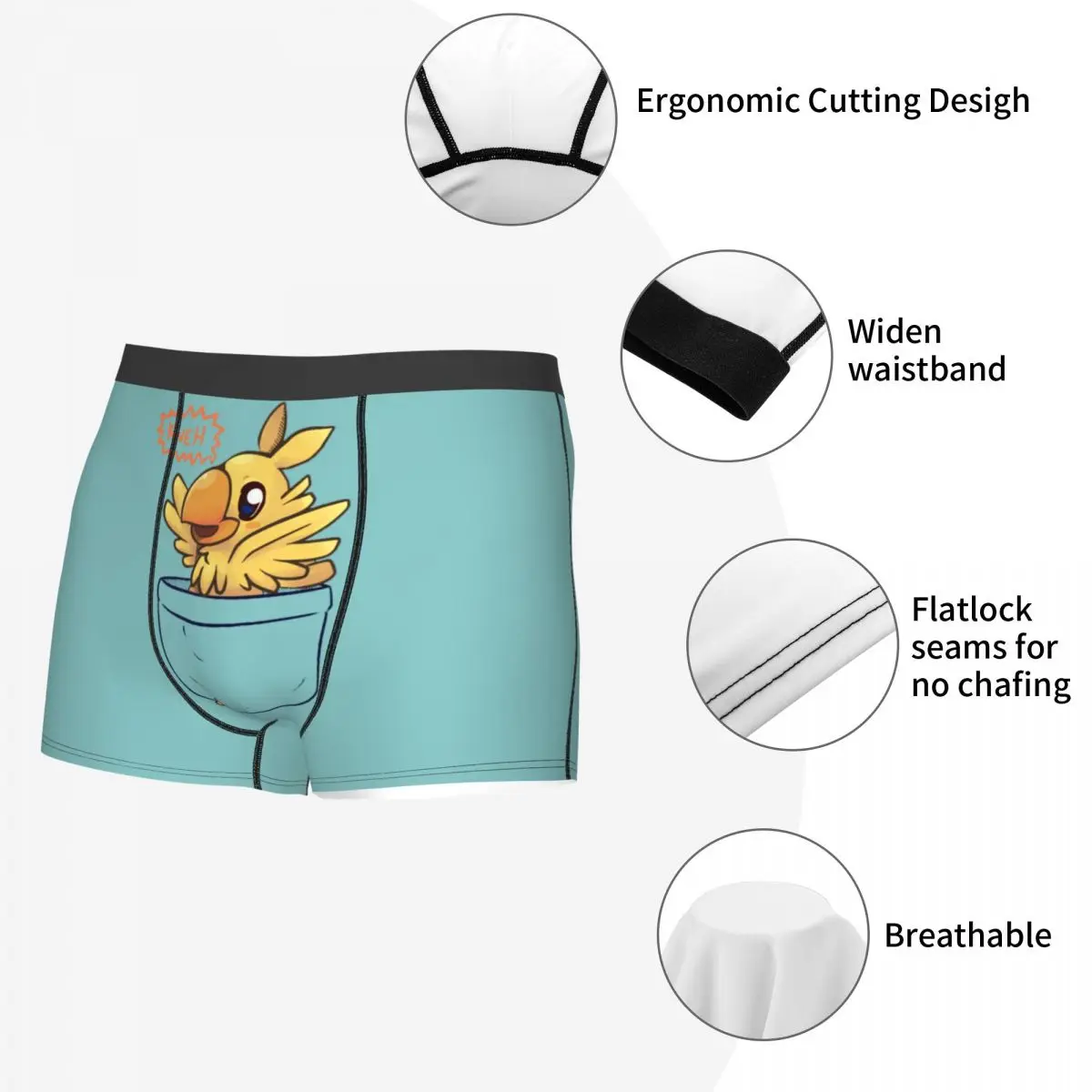 Pocket Chocobo Boxer Shorts For Homme 3D Printed Male Science Game Final Fantasy Underwear Panties Briefs Soft Underpants 5