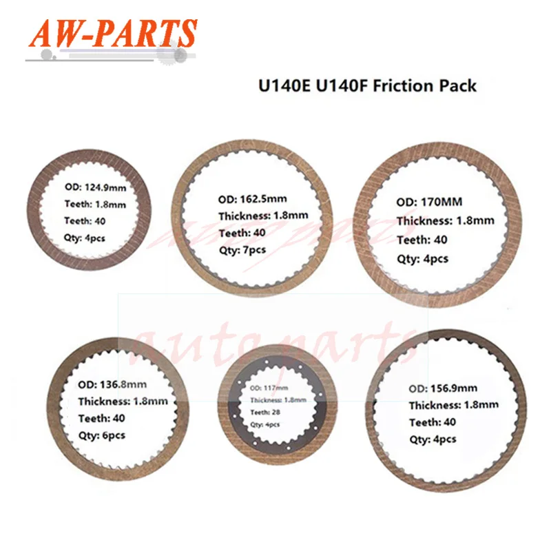 

For Toyota Lexus Camry RAV4 RX300 Highlander Automatic Transmission Gearbox Clutch Friction Pack U140E U140F 4 Speed FWD/4WD