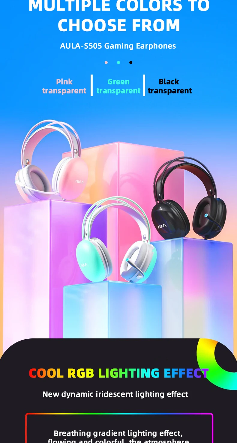 Aula s505 gaming headset med rgb lys og usb kabel_voghion.com