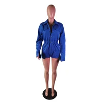 Streetwear Pockets Jeans Jumpsuit Denim Playsuit Women Shorts Turn-down Collar Single-breasted Long Sleeve Romper Fall Outfits - Image 5