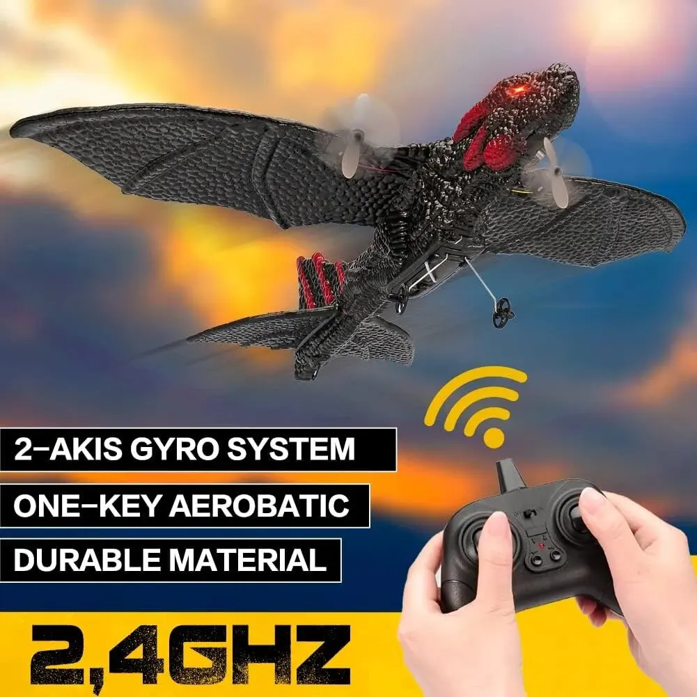 Foam Aircraft Foam Plane RC Plane RC Glider Z60 RC Dinosaur Plane EPP Anti-wear Foam RC Glider 2.4G 2CH Fixed Wingspan Dragon Airplane Gift Toys for Kids
