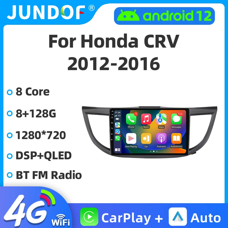 

Jundof Android 12 Car Radio For Honda CRV CR-V 4 RM RE 2012-2016 Multimedia Video Player 2din 4G Carplay GPS Navigaion Head