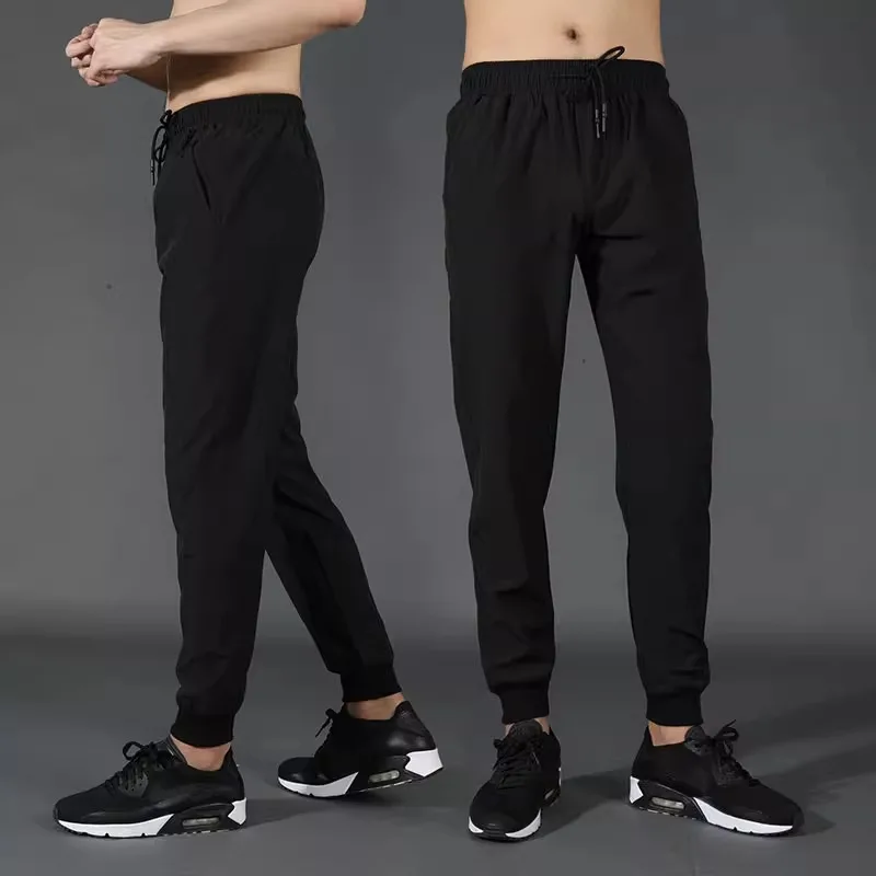 Ice Silk Fabric Spring/Summer Men's Casual Sports Guard Pants Korean Version Loose Pants New Football Running Quick Drying