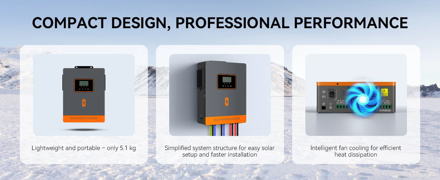 6KW Hybrid Solar PV Inverter 230VAC Dual MPPT Input LCD Display Pure Sine Wave M