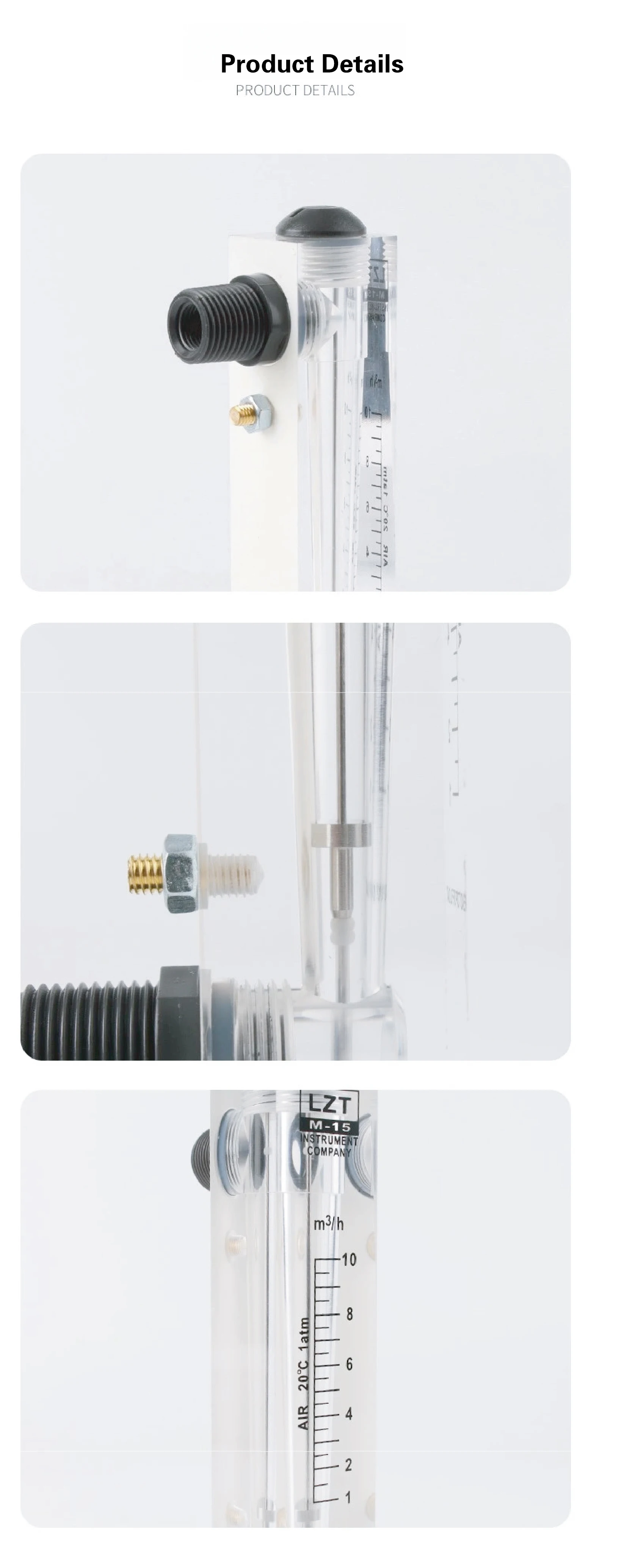 LZM-15ZT Gas Rotameter Flow Meter Acrylic Panel Adjustable Air Flow Meter Low Fl