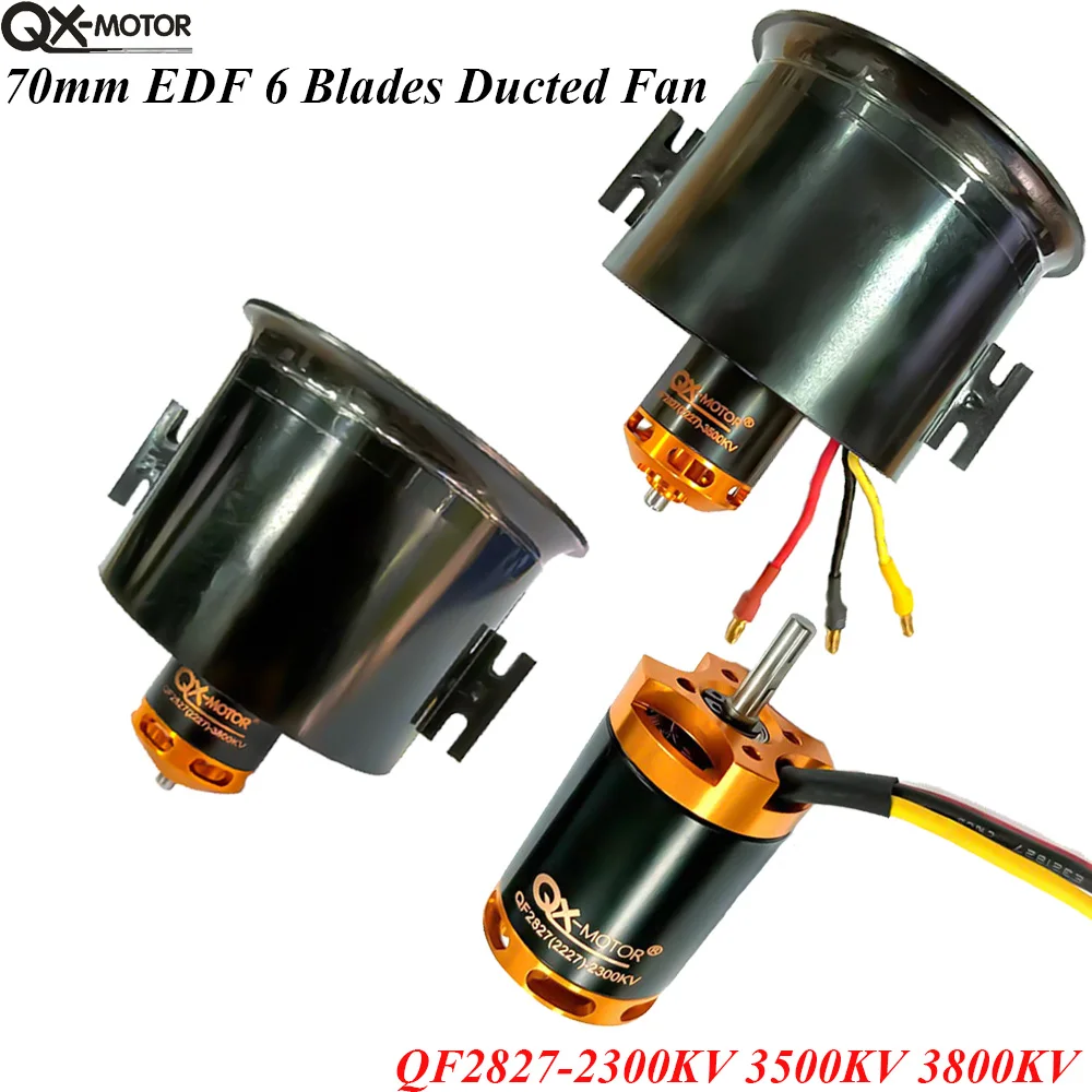 

QX-Motor QF2827 70MM EDF Ducted 6 Blades Fan 2300KV 3500KV 3800KV Brushless Motor For RC Airplane Drone Model Spare Parts