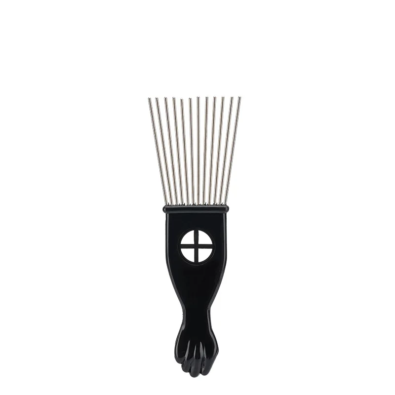 1 Piece Afro Fork Comb Stainless Steel Wide Teeth Hairdressing Brush Metal Pins Pick Hair Styling Tools Insert Curly Hair Comb 2