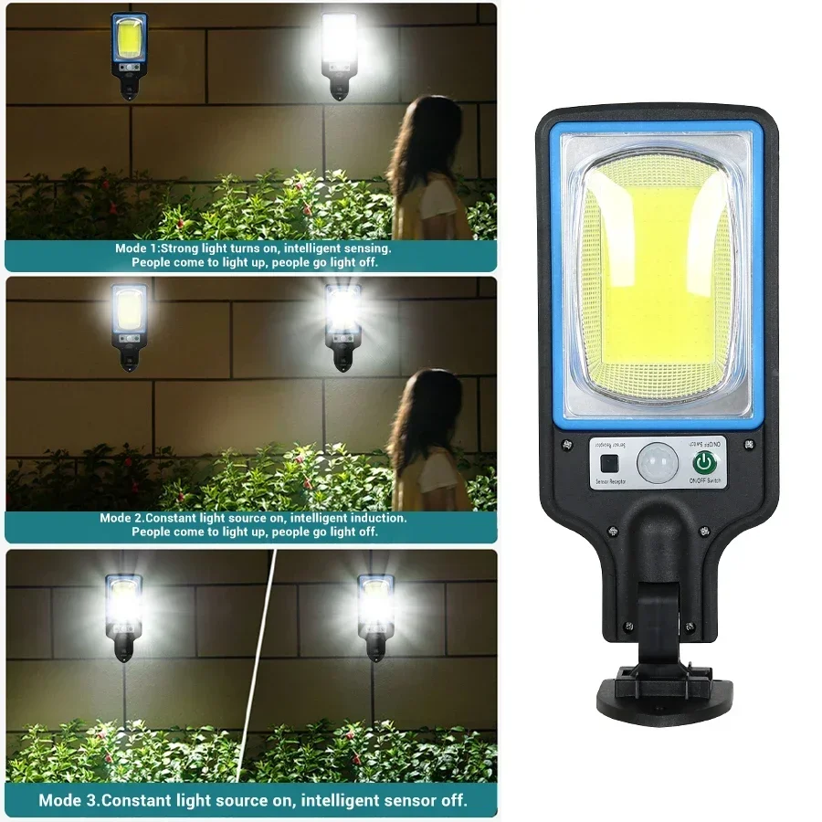 108 COB Sensor Street Lamp 3 Light Modes Outdoor Waterproof Security Solar Lamps Garden Patio Path Remote Control Light