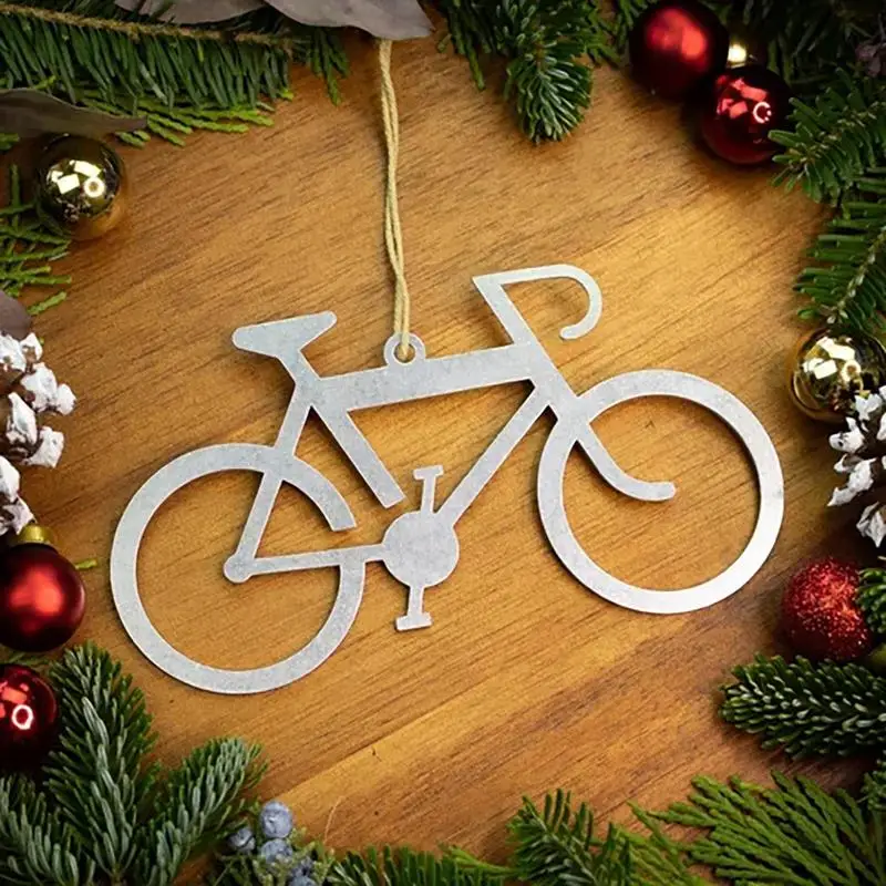 Metal Bicycle Ornaments Creative Christmas Tree Pendant Metal Bike Decor Racing Bike with Ropes Christmas Party Decoration