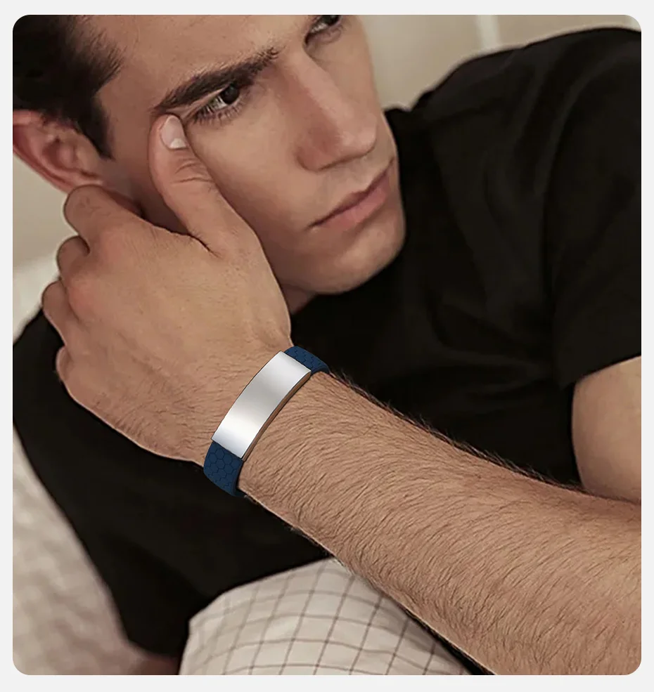 Vnox kostenlos personal isierte 16mm Silikon Armbänder für Männer Junge, anti statisches Gummiband mit Edelstahl Armreif, benutzer definierte Geschenk – Detail 6