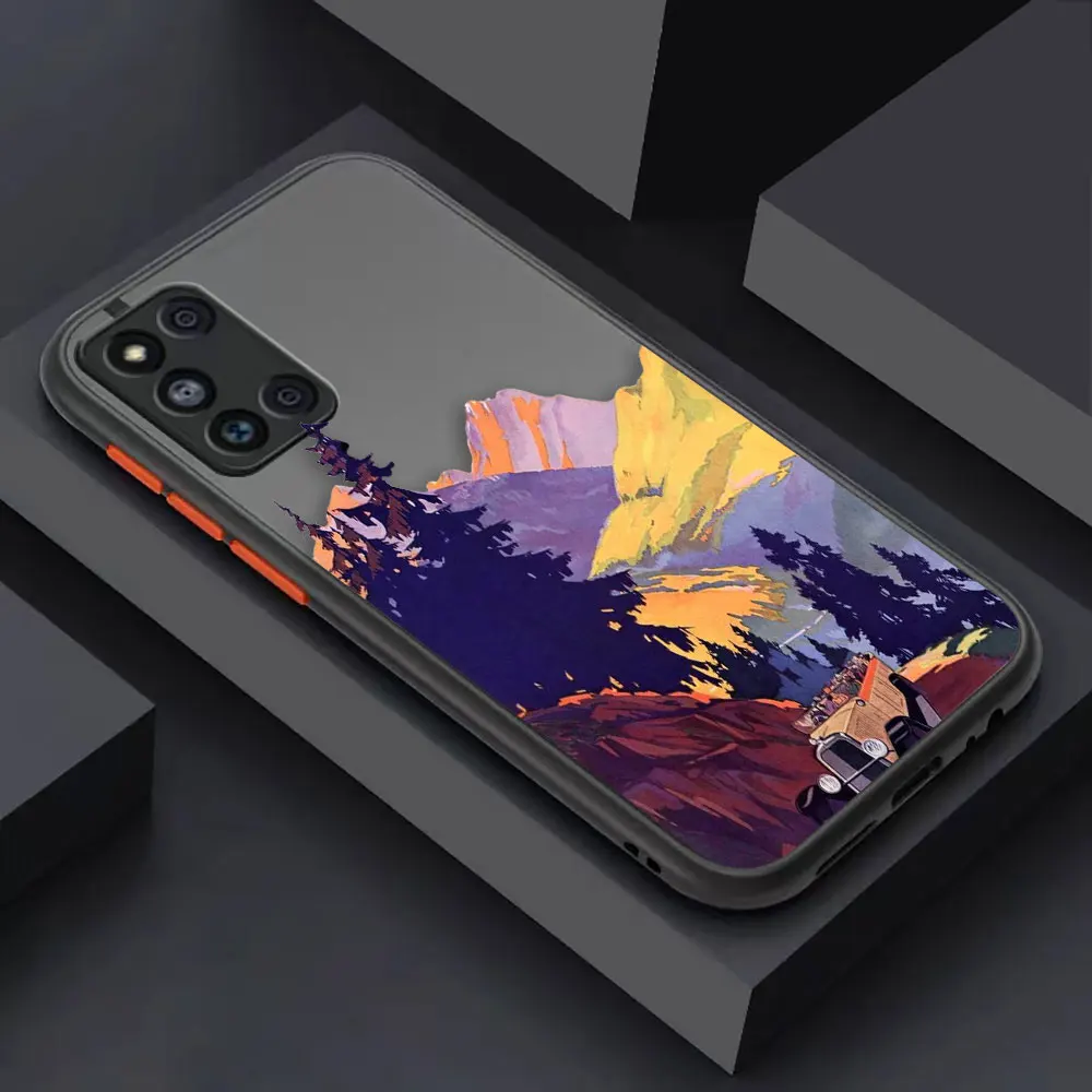 Matte Case for Samsung Galaxy M62 M53 M52 M51 M33 M32 M31 M30S M23 5G J8 J7 J6 J5 Case Funda Art hand-Painted Mountain Scenery
