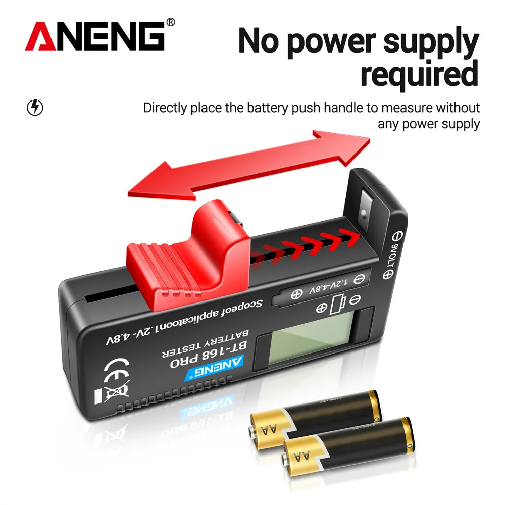 ANENG BT-168 PRO Digital Battery Capacity Tester 9V 1.5V Button Cell Test LCD Battery Universal Tester analyzers Test Tools 4