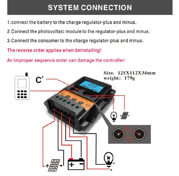 Dual DC Current Display 12V 24V Solar Controller Liquid Crystal PWM Photovoltaic