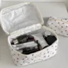 Cherry Makeup Bag Women's Cosmetic Bags Fashion Portable Cute Cosmetic Travel Storage Pouch Handbag Cotton Quilted Zipper Purse 2