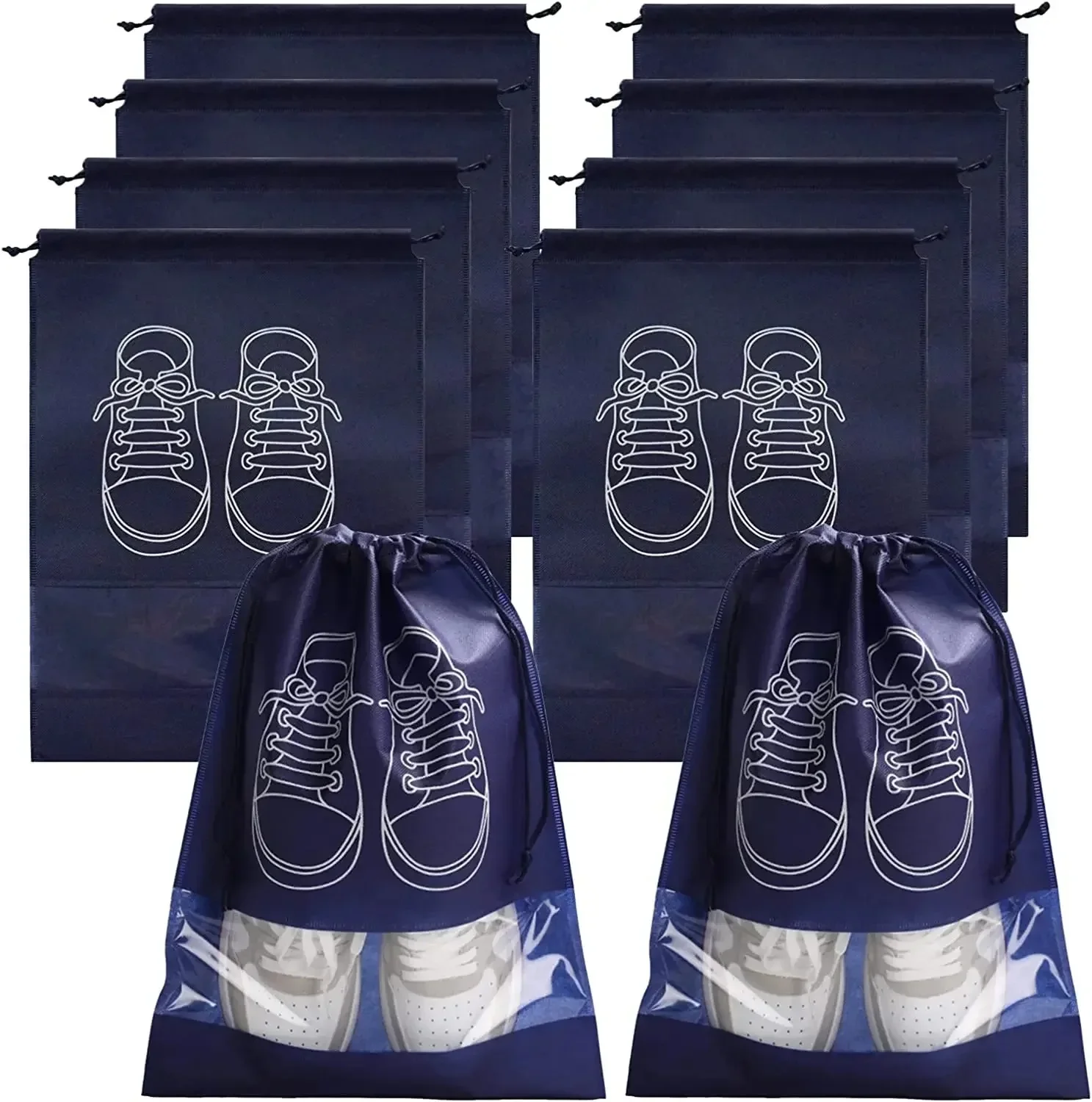 Shoe Storage Bags 5pcs/set Thickened Non-woven Fabric Strap Mouth Large Capacity Travel Waterproof Moistureproof