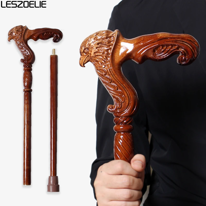 Canne de marche en bois tête d'aigle pour hommes, bâtons détachables en bois de hêtre allemand marron rougeâtre pour hommes et femmes, cannes en bois élégantes